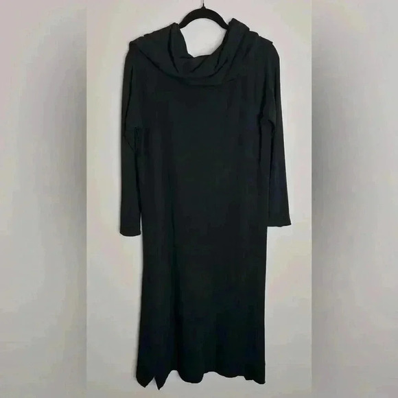 Soft Surroundings Petite Large Sweater Dress Midi Cowl Neck Comfortable Black - Picture 4 of 7